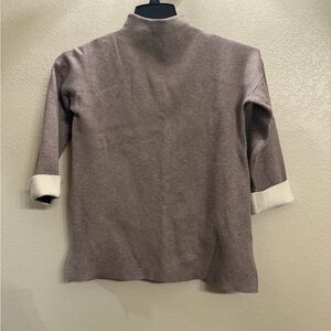 Talbots sweater. Brown with ivory folded cuff detail. Back zipper.